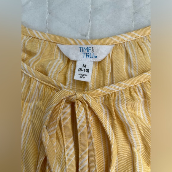 Time and True Yellow & White Striped Top with Tie Detail & Bell Sleeves Size Med - Picture 4 of 8
